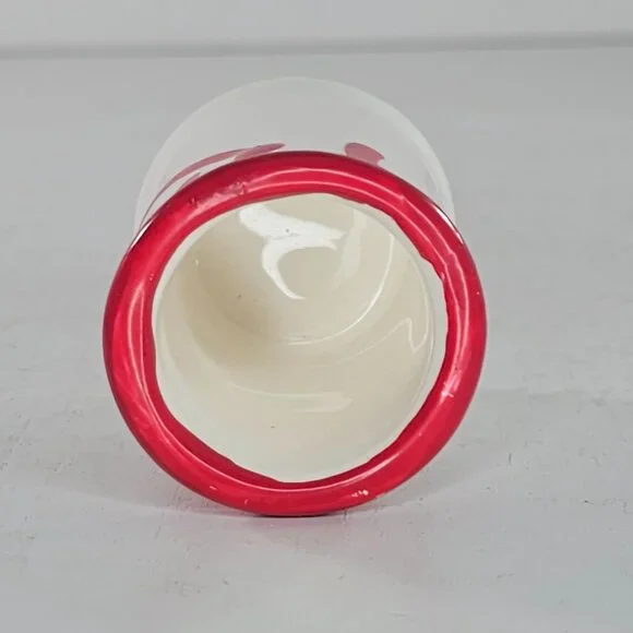 Ceramic Shot Glass With Red Drip Design Toothpick Holder Paint Spilled Design - Picture 5 of 6